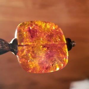 Silpada 4 strand black leather choker with amber pendant